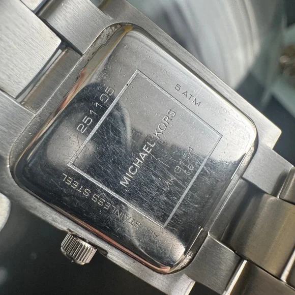 Michael Kors Silver-tone Crystal Accent Square Dial Bracelet Watch - Picture 6 of 7